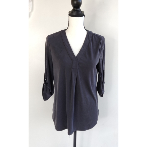 Adrianna Papell Tops - New Adrianna Papell Soft Gray Shirt Tab Sleeves